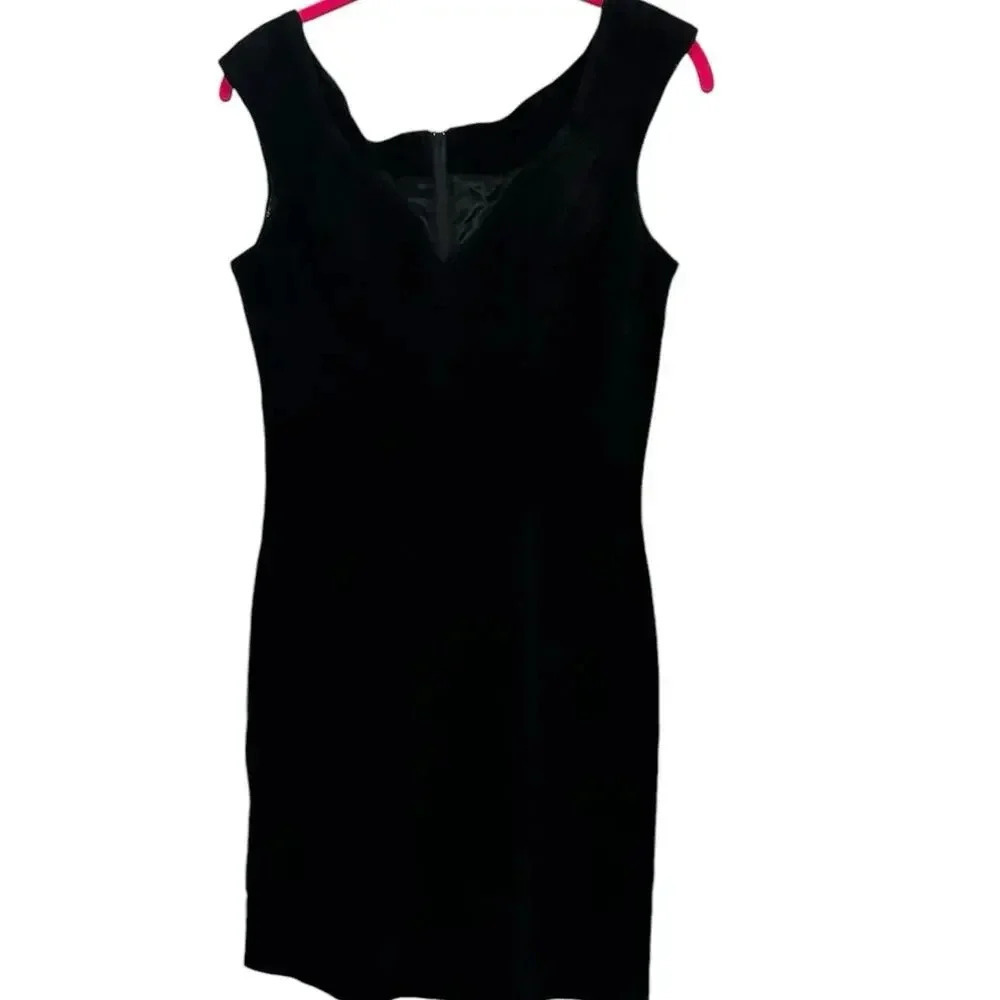 MICHAEL JOSEPH Black Leather Sued A-Line Dress Size 5